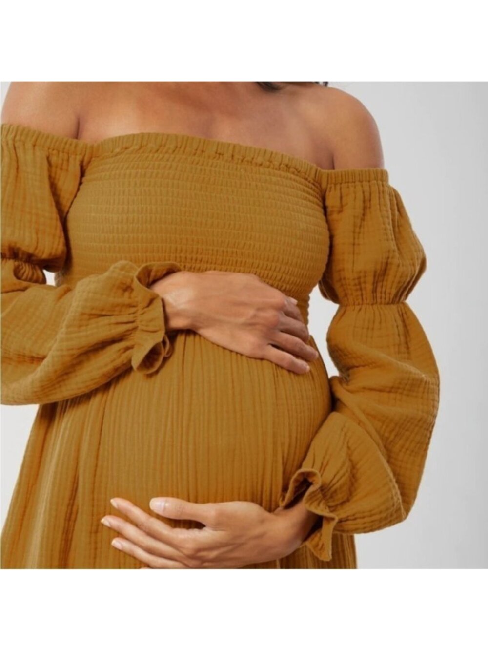 Ingrid+Isabel The Dream Maternity Midi Dress Brown Gold Size M Medium - Picture 5 of 8
